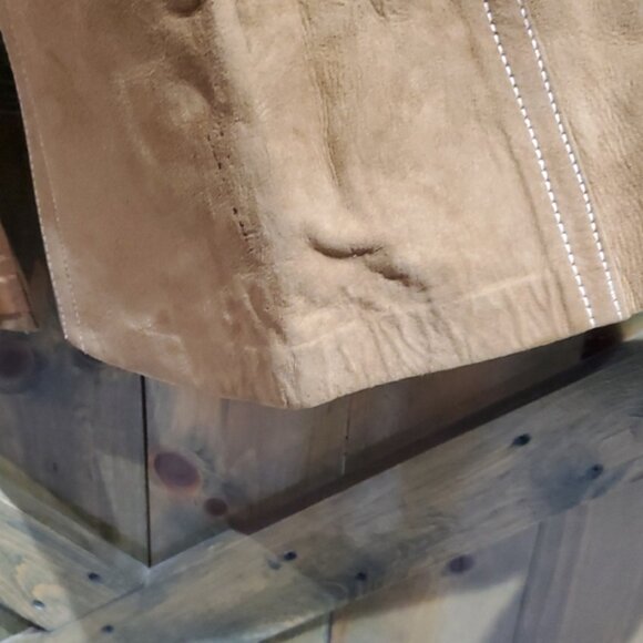 Vintage Tan Caramel Suede Leather Lined Trench Coat 70s 80s Dan Di Modes W Belt - Picture 5 of 16